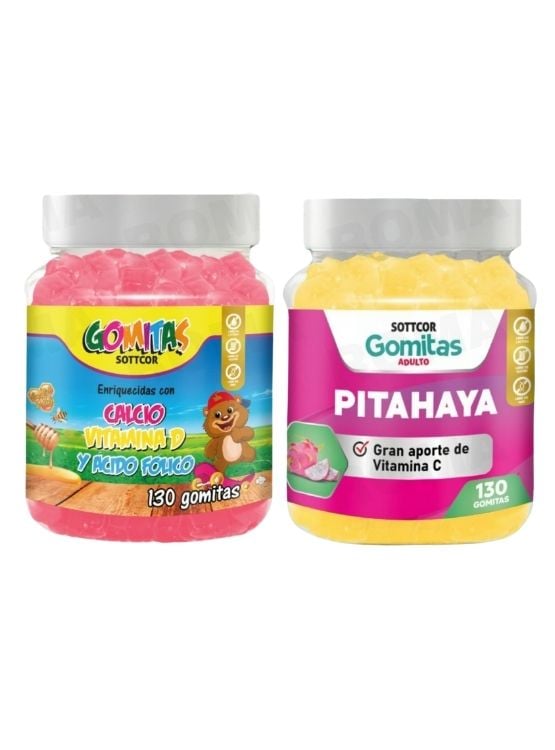 PACK 2 GOMITAS CALCIO NIÑOS 130UND + PITAHAYA ADULTOS 130UND - 1