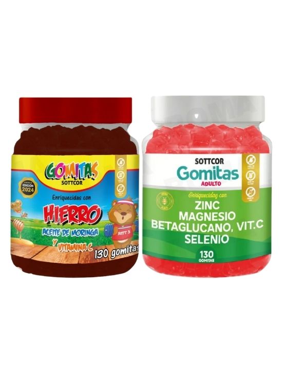 PACK 2 GOMITAS HIERRO NIÑOS  + ZINC ADULTO 260 UND - 1