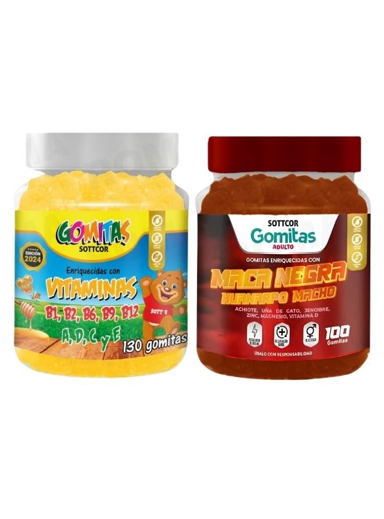 PACK 2 GOMITAS VITAMINAS PARA NIÑOS + GOMITAS MACA NEGRA 100 UND - 1