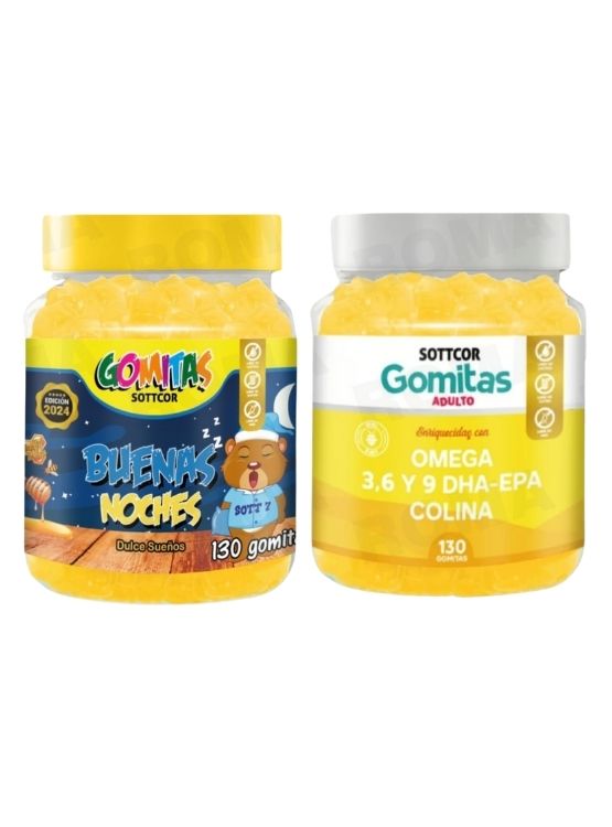PACK 2 GOMITAS BUENAS NOCHES NIÑOS + OMEGA 3 ADULTO 260 UND - 1
