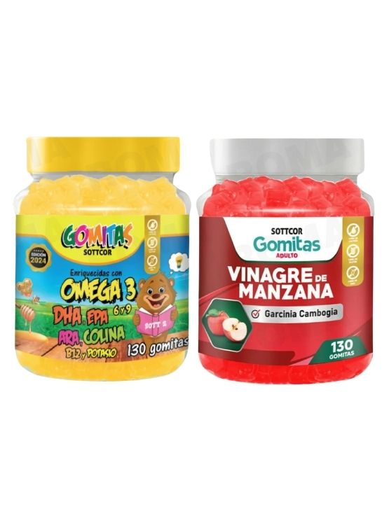 PACK 2 GOMITAS OMEGA 3 NIÑOS  + VINAGRE DE MANZANA 130 UND - 1