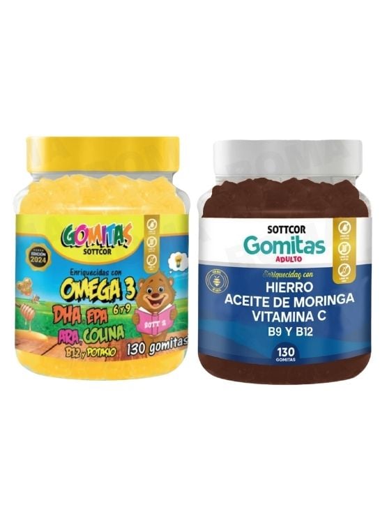 PACK 2 GOMITAS OMEGA 3 NIÑOS + HIERRO ADULTOS 260 UND - 1
