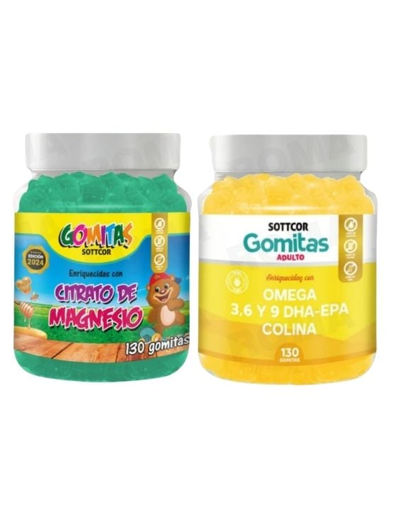PACK 2 GOMITAS CITRATO DE MAGNESIO NIÑOS + OMEGA 3 ADULTO 260 UND - 1