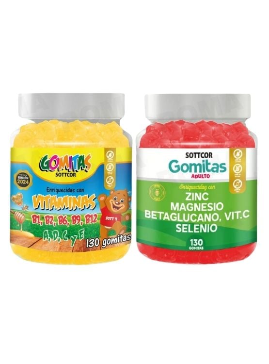 PACK 2 GOMITAS VITAMINAS PARA NIÑOS + ZINC ADULTO 260 UND - 1
