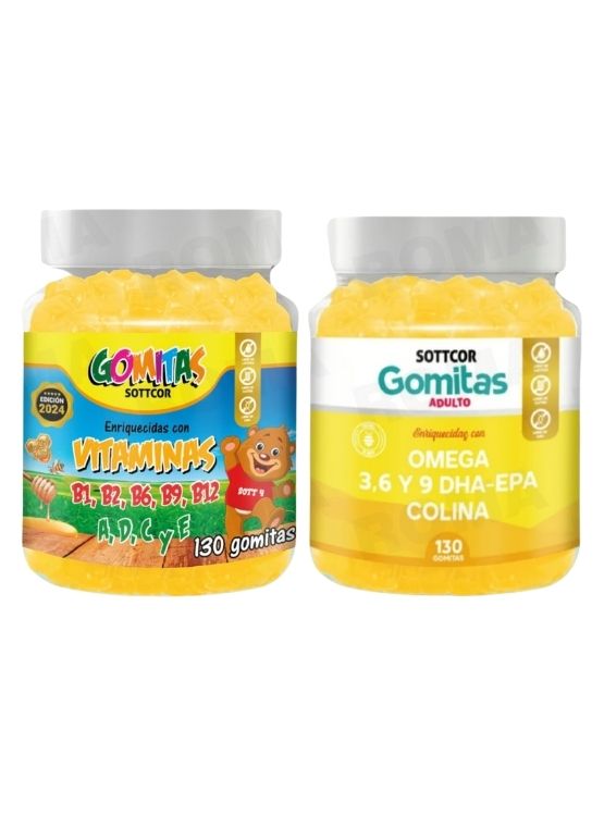 PACK 2 GOMITAS VITAMINAS PARA NIÑOS + OMEGA 3 ADULTO 260 UND - 1