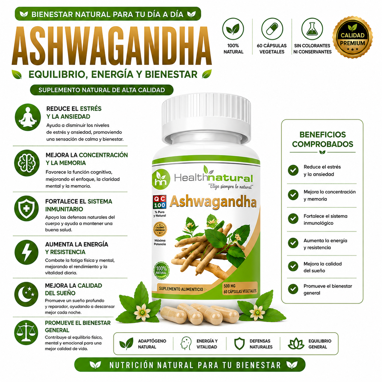ASHWAGANDHA HEALTHNATURAL 500MG - 2
