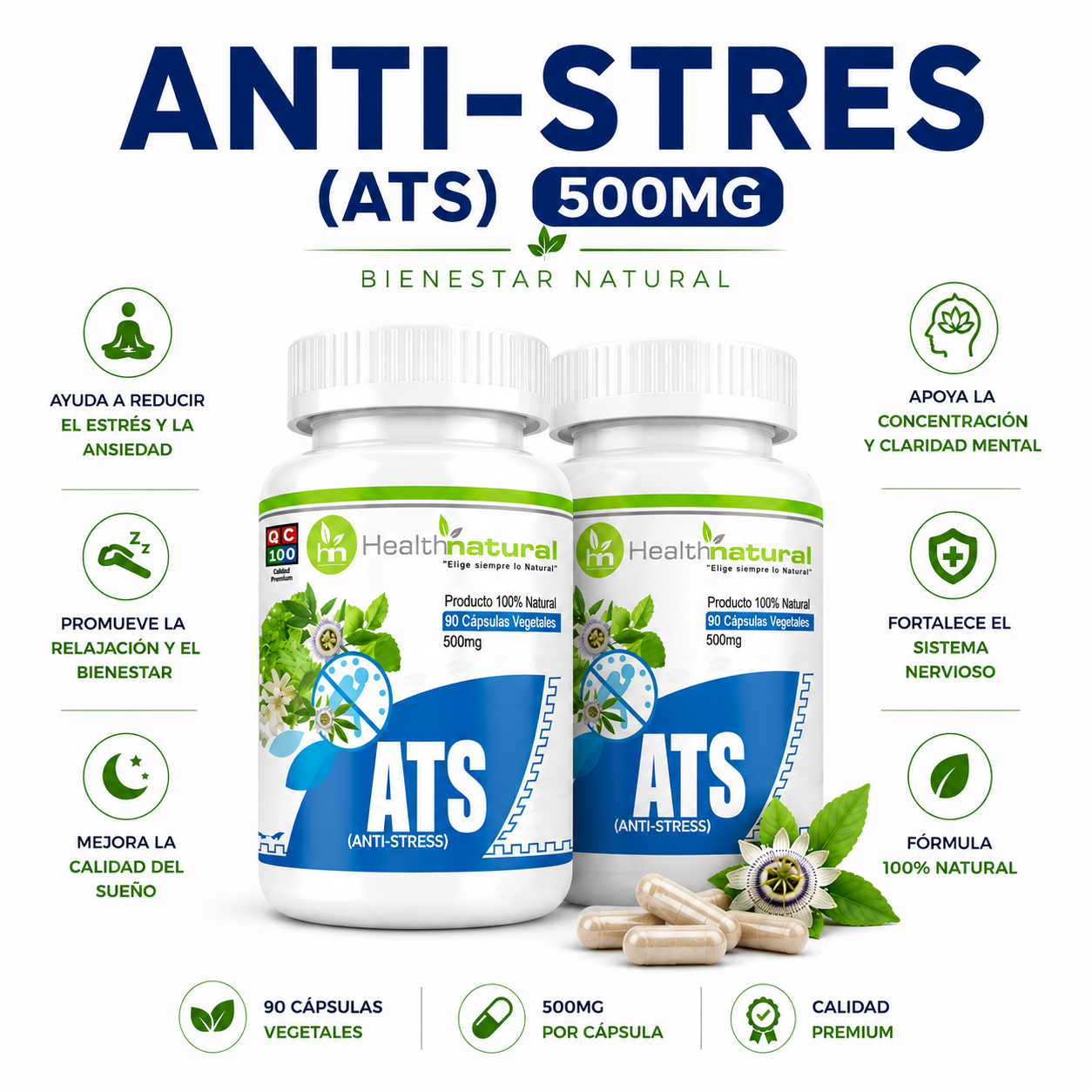 PACK 2 ANTI-STRES (ATS) HEALTHNATURAL 1000MG - 1