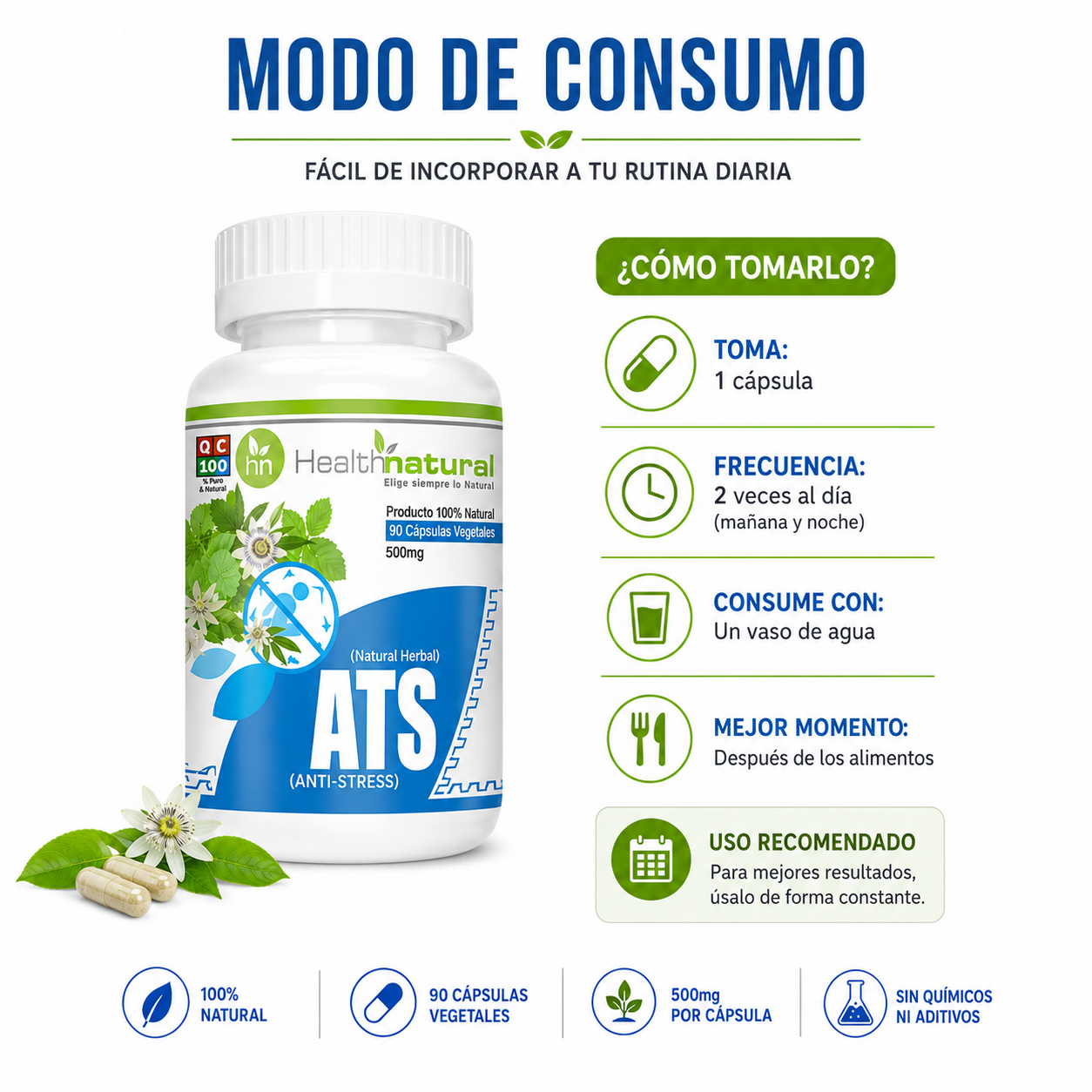PACK 2 ANTI-STRES (ATS) HEALTHNATURAL 1000MG - 3