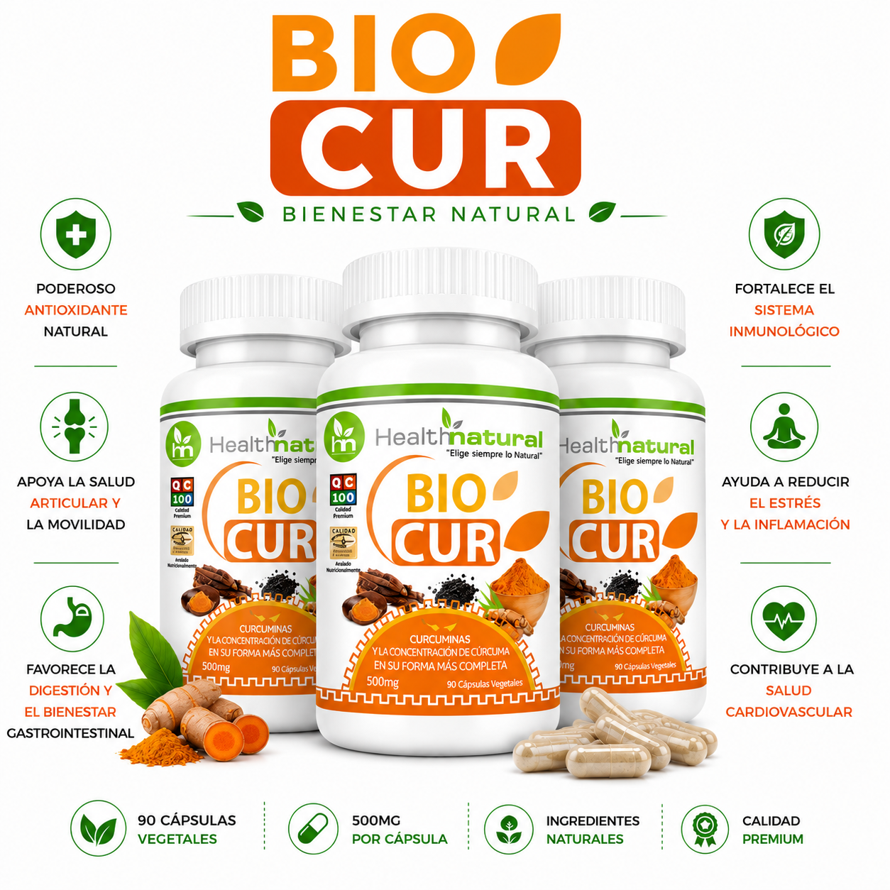 PACK 3 BIOCUR HEALTHNATURAL 1500MG - 1