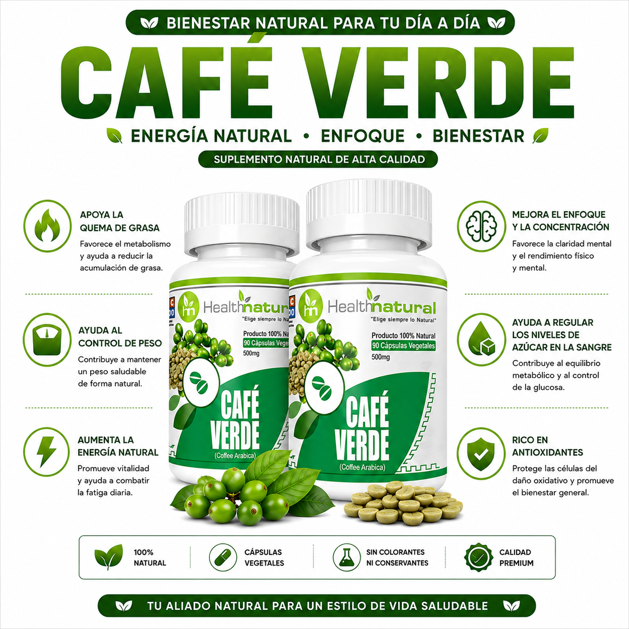 PACK 2 CAFÉ VERDE HEALTHNATURAL 1000MG - 1