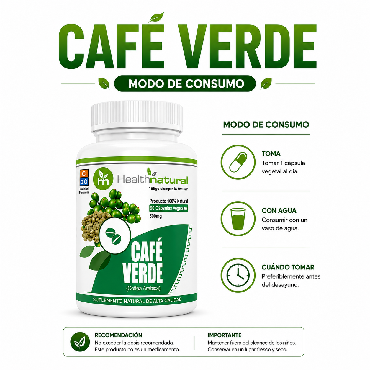 PACK 2 CAFÉ VERDE HEALTHNATURAL 1000MG - 3