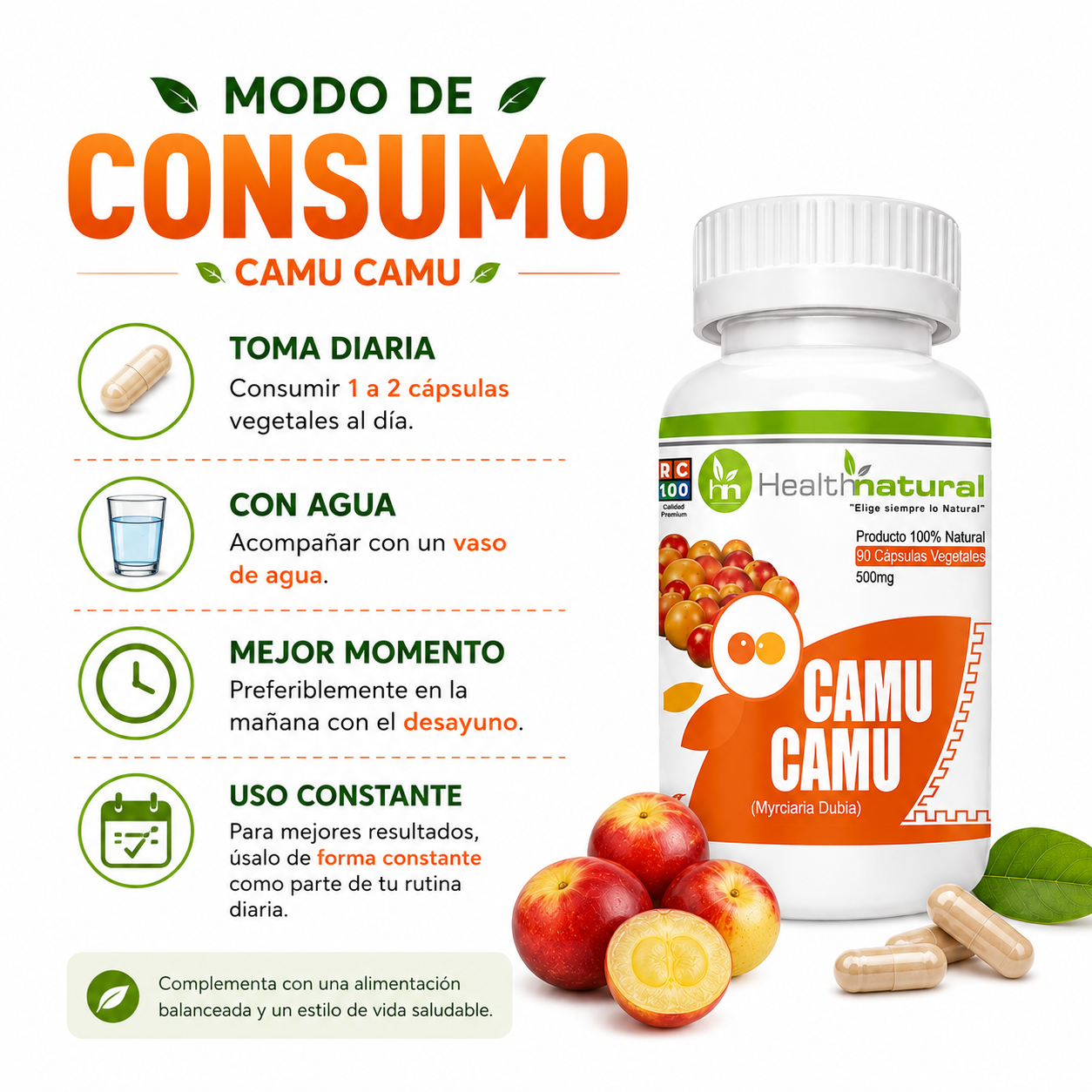 CAMU CAMU HEALTHNATURAL 500MG - 3