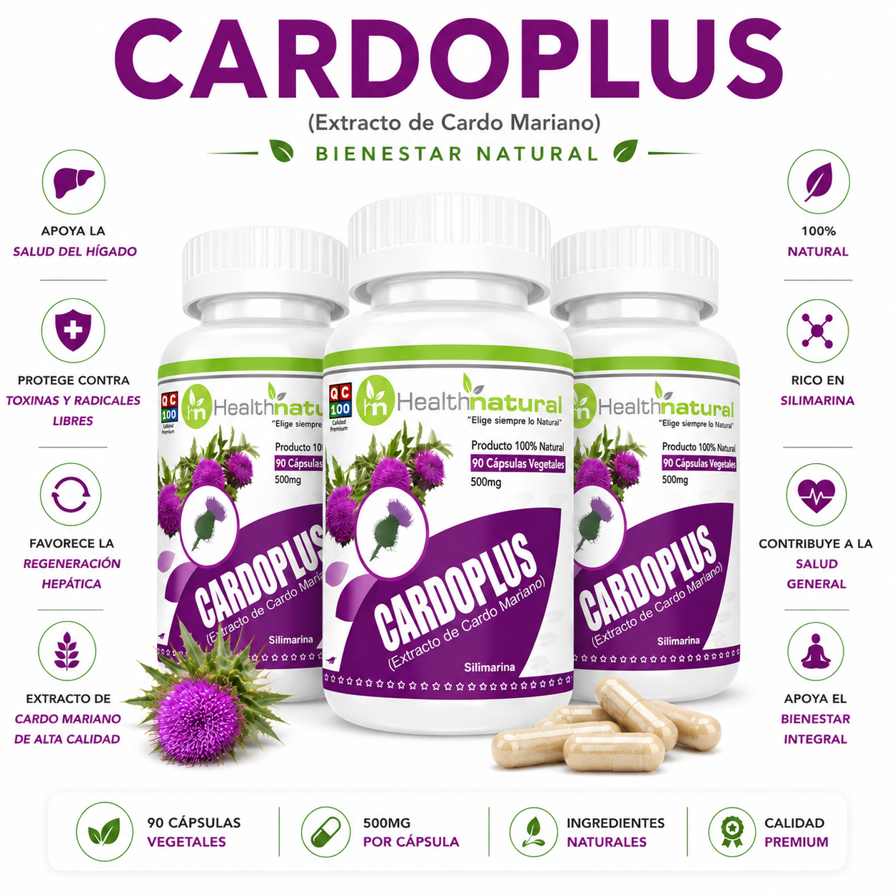 PACK 3 CARDOPLUS HEALTHNATURAL 1500MG - 1