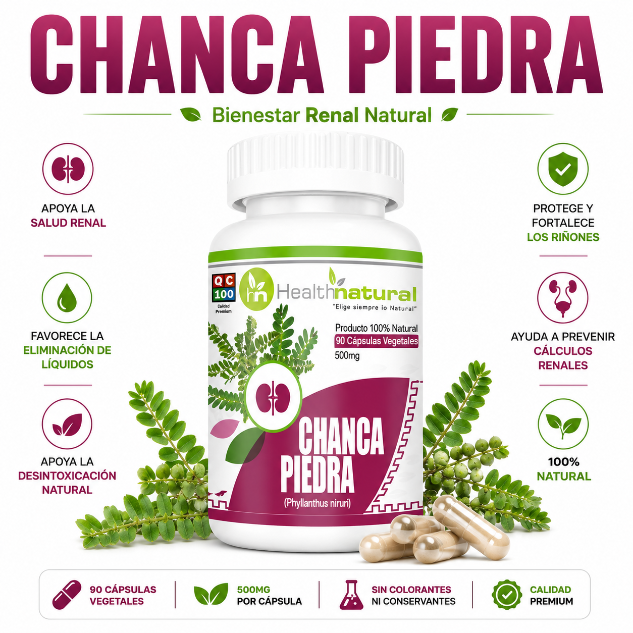 CHANCA PIEDRA HEALTHNATURAL 500MG - 1
