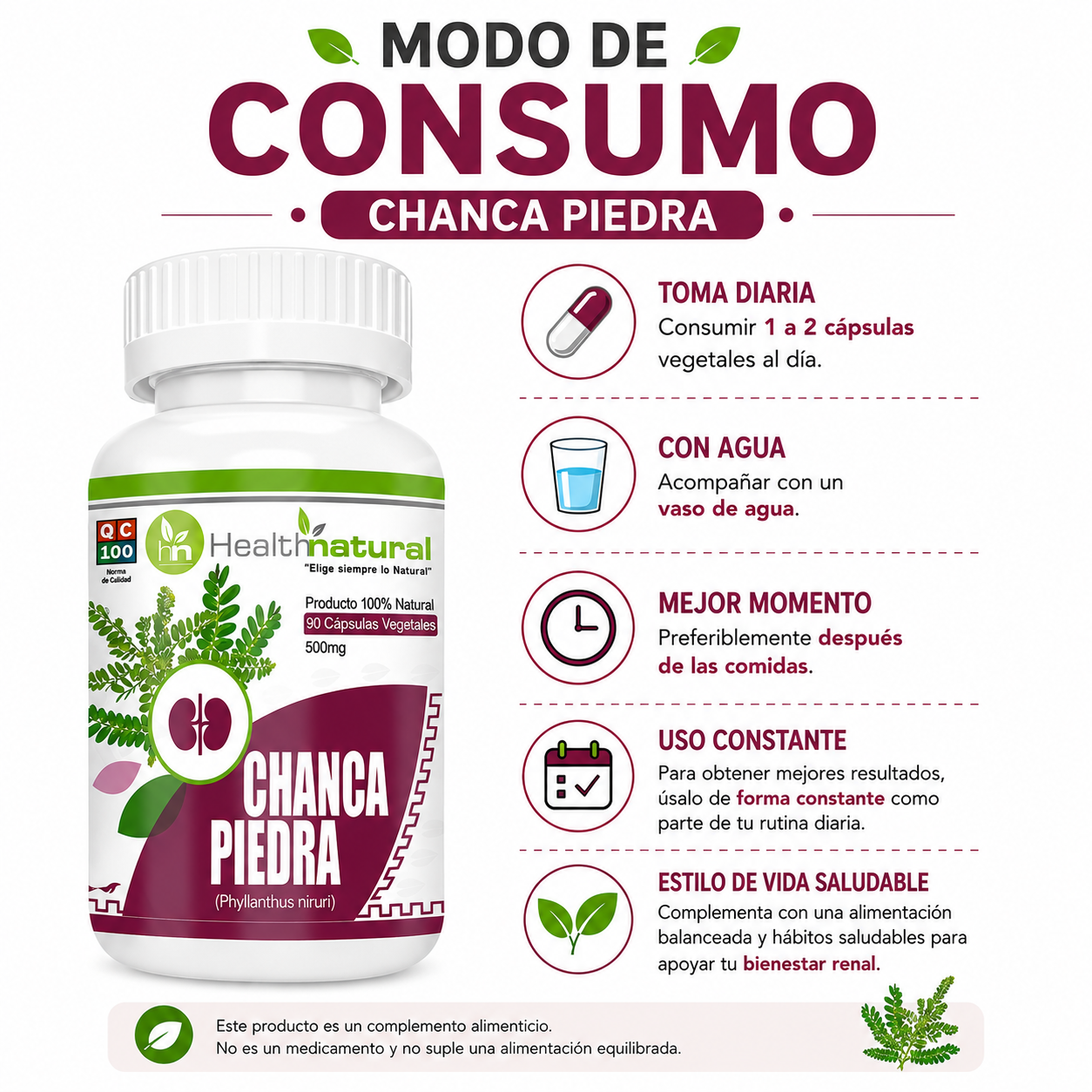 CHANCA PIEDRA HEALTHNATURAL 500MG - 3