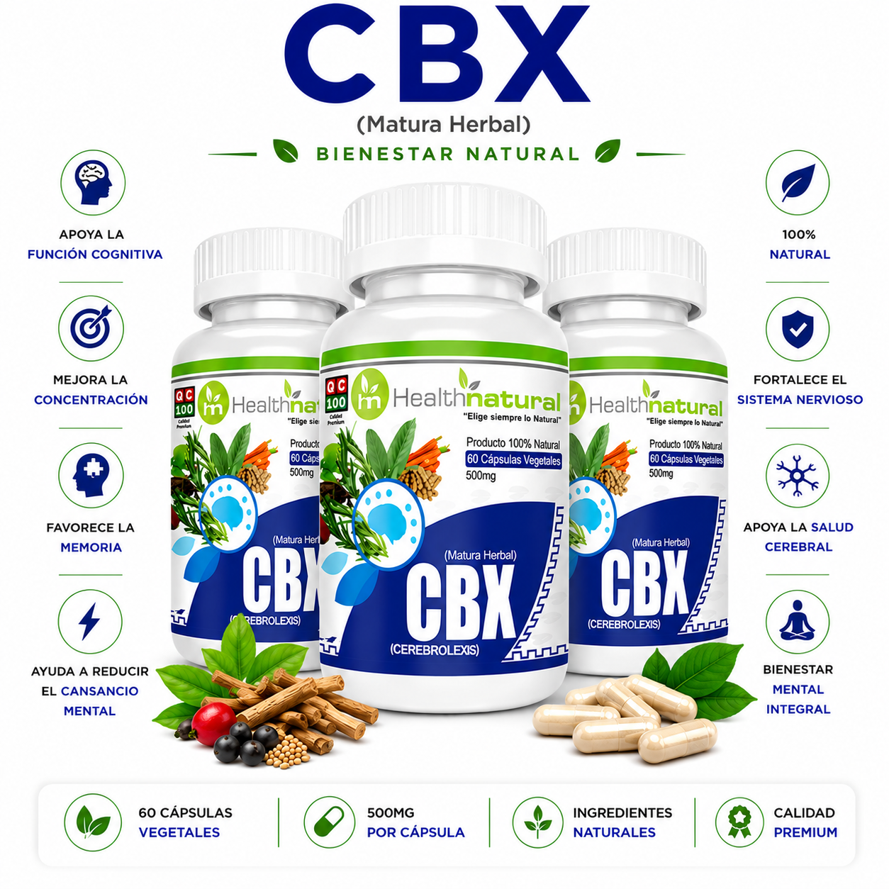 PACK 3 CEREBROLEXS (CBX) HEALTHNATURAL 1500MG - 1