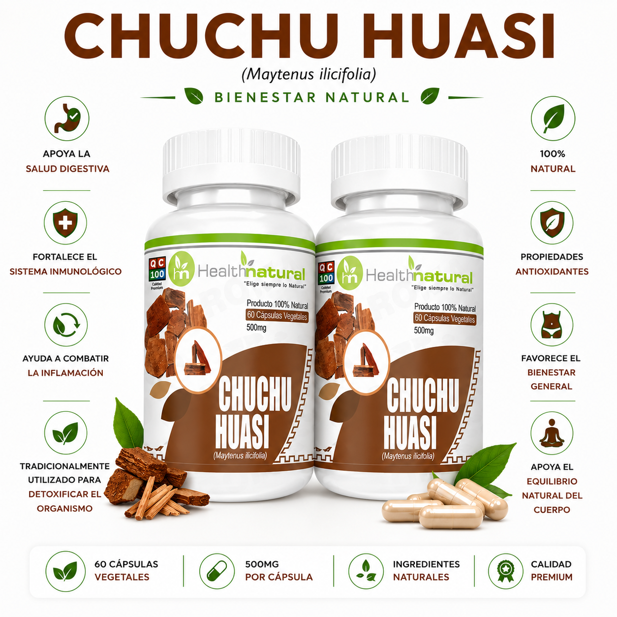 PACK 2 CHUCHUHUASI HEALTHNATURAL 1000MG - 1