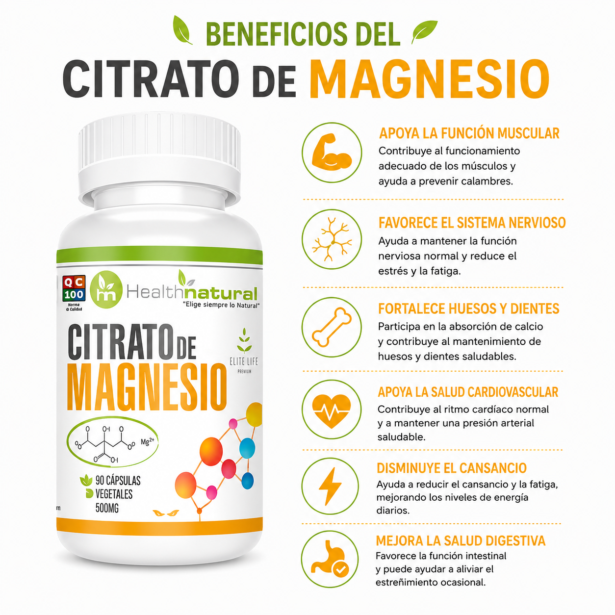 CITRATO DE MAGNESIO HEALTHNATURAL 500MG - 2