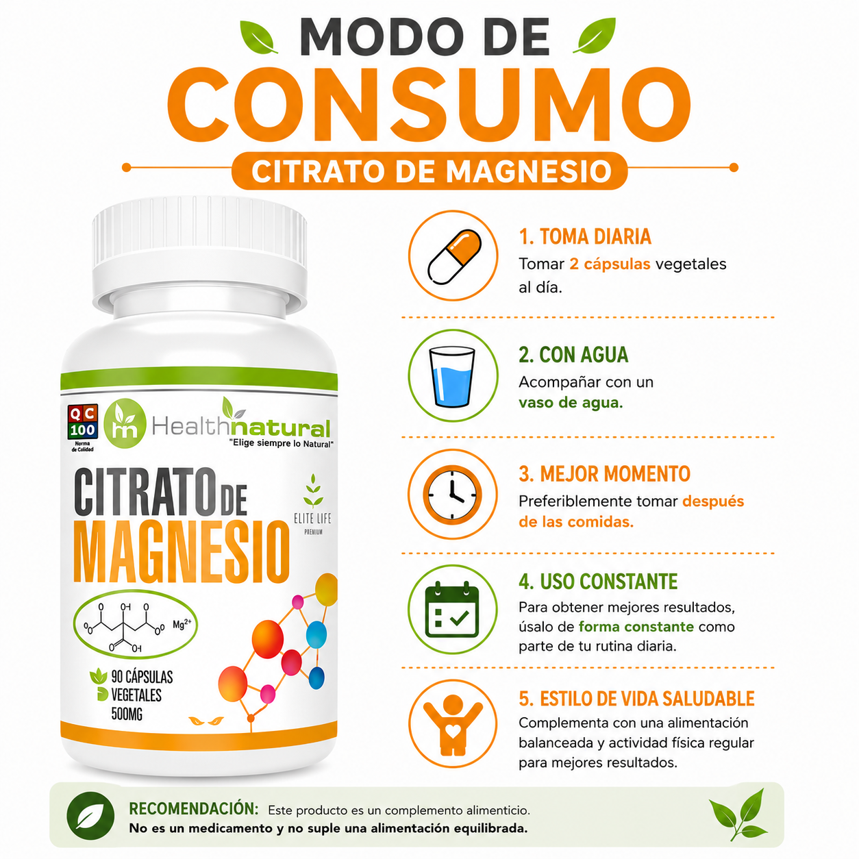 CITRATO DE MAGNESIO HEALTHNATURAL 500MG - 3