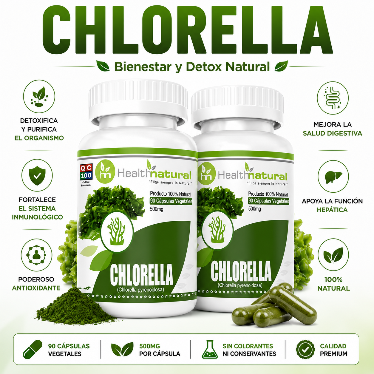 PACK 2 CHLORELLA HEALTHNATURAL 1000MG - 1
