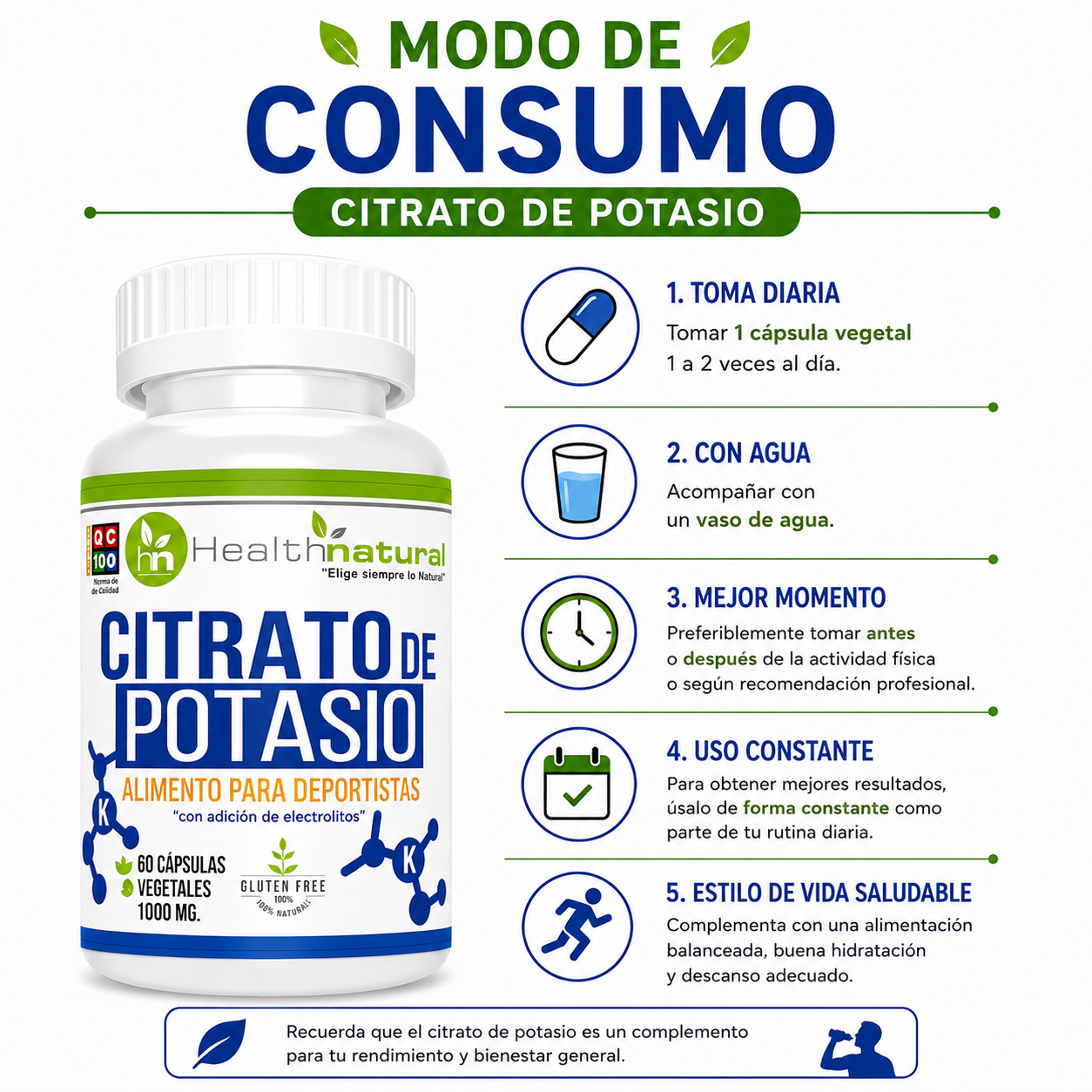 CITRATO DE POTASIO HEALTHNATURAL 1000MG - 3