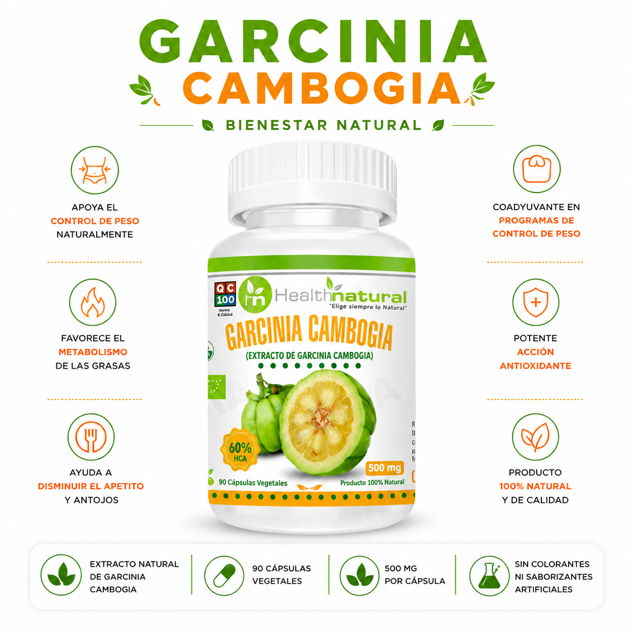 GARCINIA CAMBOGIA HEALTHNATURAL 500MG - 1