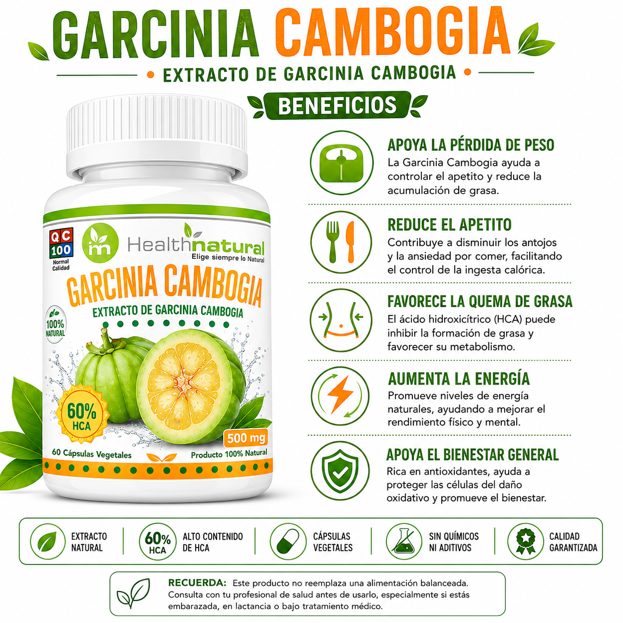 GARCINIA CAMBOGIA HEALTHNATURAL 500MG - 2