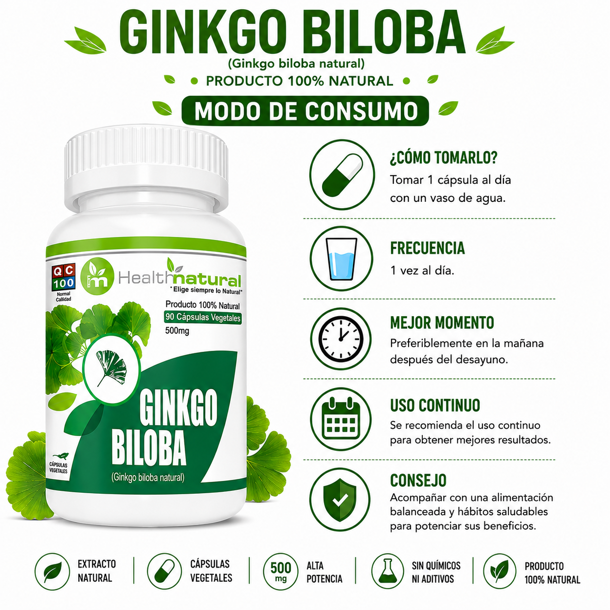 GINKGO BILOBA HEALTHNATURAL 500MG - 3
