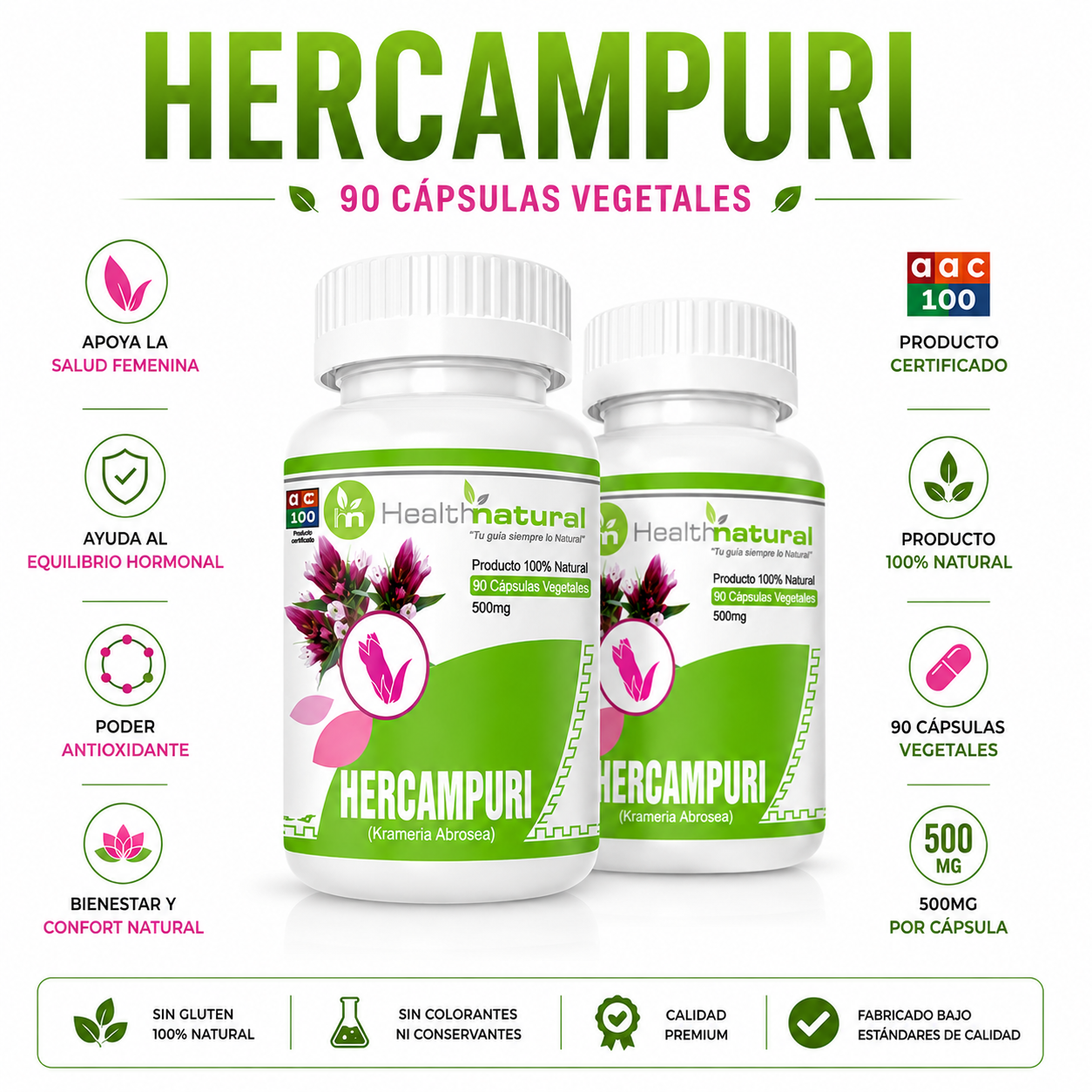 PACK 2 HERCAMPURI HEALTHNATURAL 100MG - 1