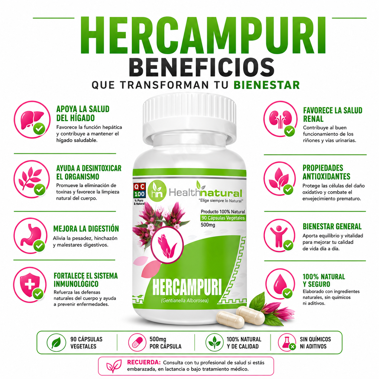 PACK 2 HERCAMPURI HEALTHNATURAL 100MG - 2