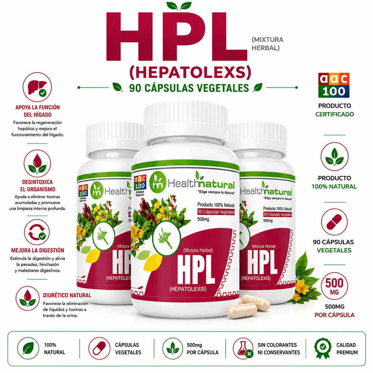 PACK 3 HEPATOLEX (HPL) HEALTHNATURAL 1500MG - 1