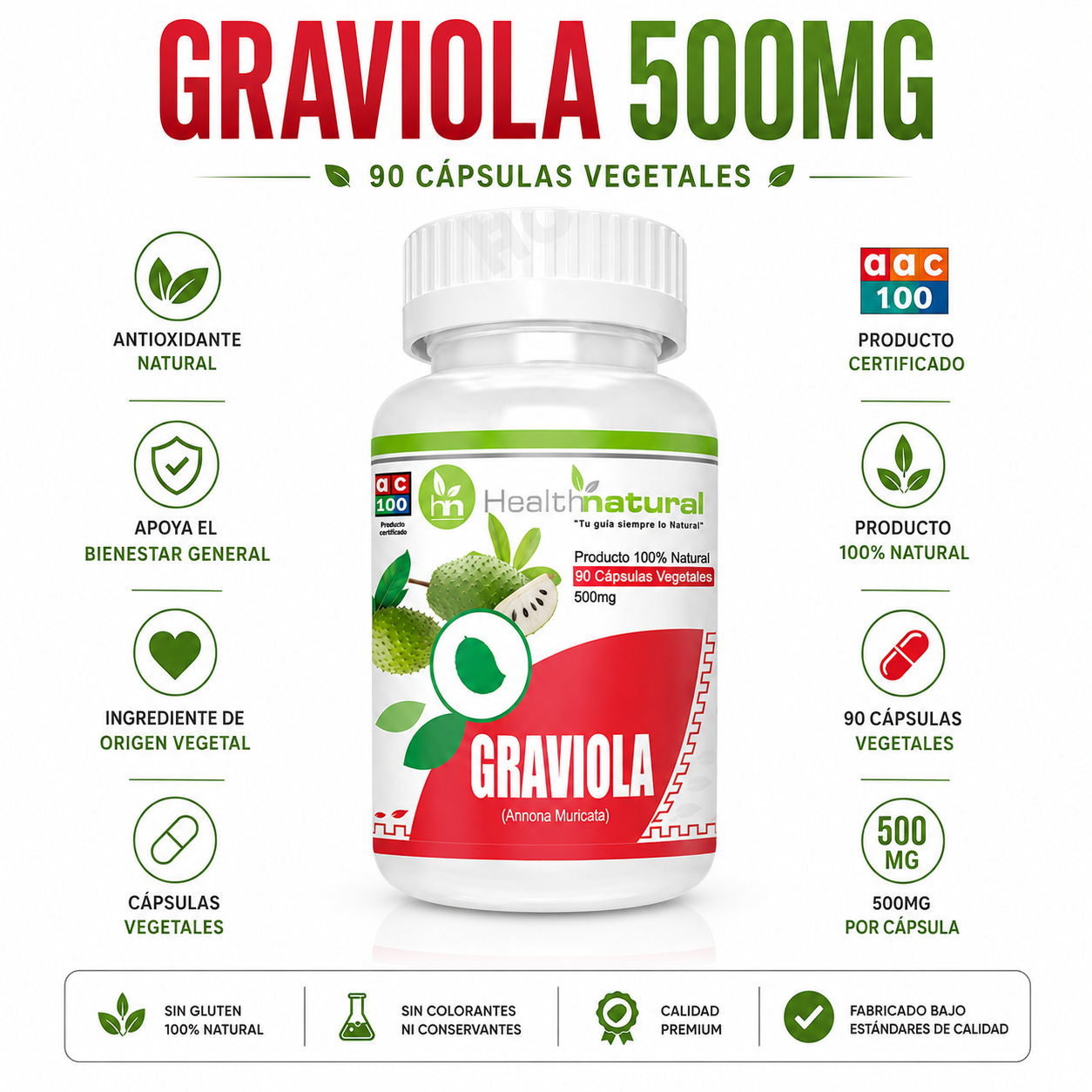 GRAVIOLA HEALTHNATURAL 500MG - 1