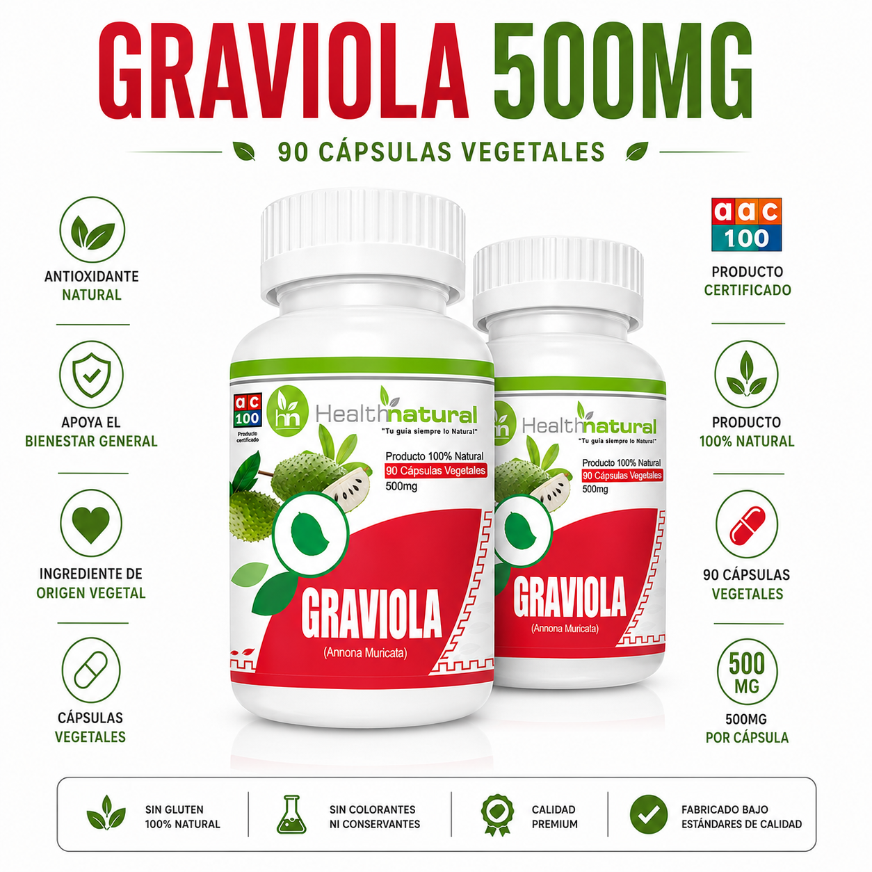 PACK 2 GRAVIOLA HEALTHNATURAL 1000MG - 1