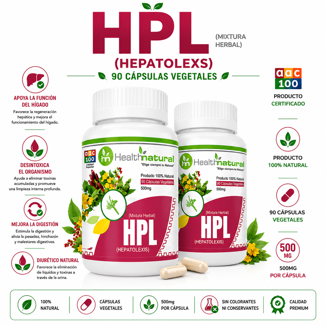 PACK 2 HEPATOLEX (HPL) HEALTHNATURAL 1000MG - 1