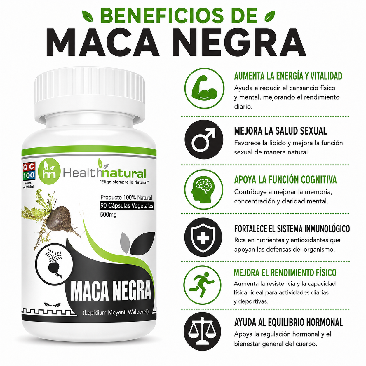 MACA NEGRA HEALTHNATURAL 500MG - 2