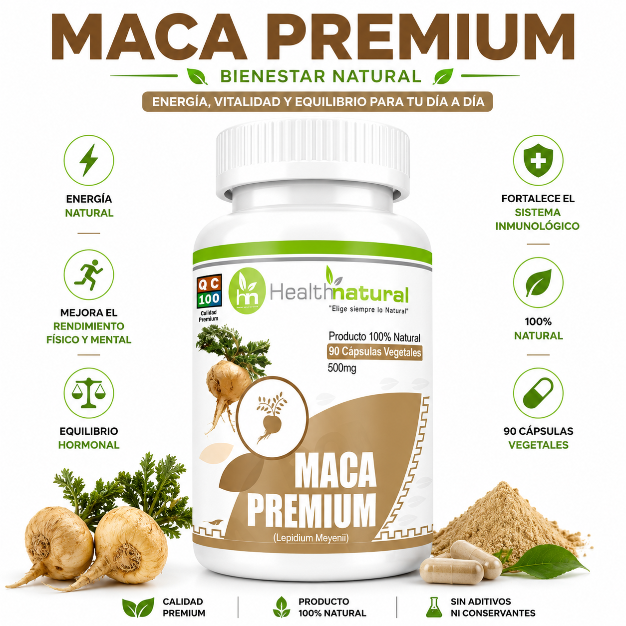MACA PREMIUM HEALTHNATURAL 500MG - 1