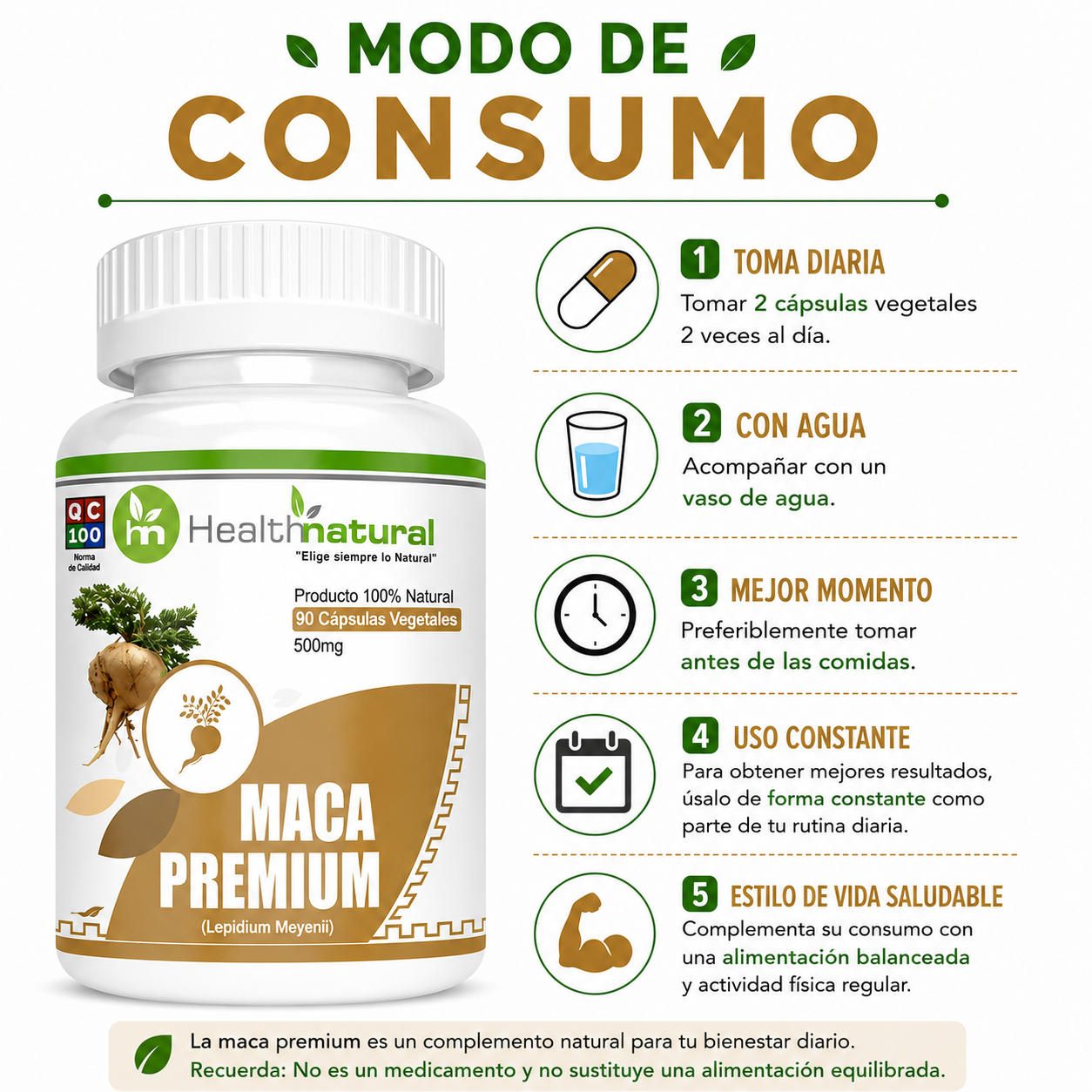 MACA PREMIUM HEALTHNATURAL 500MG - 3