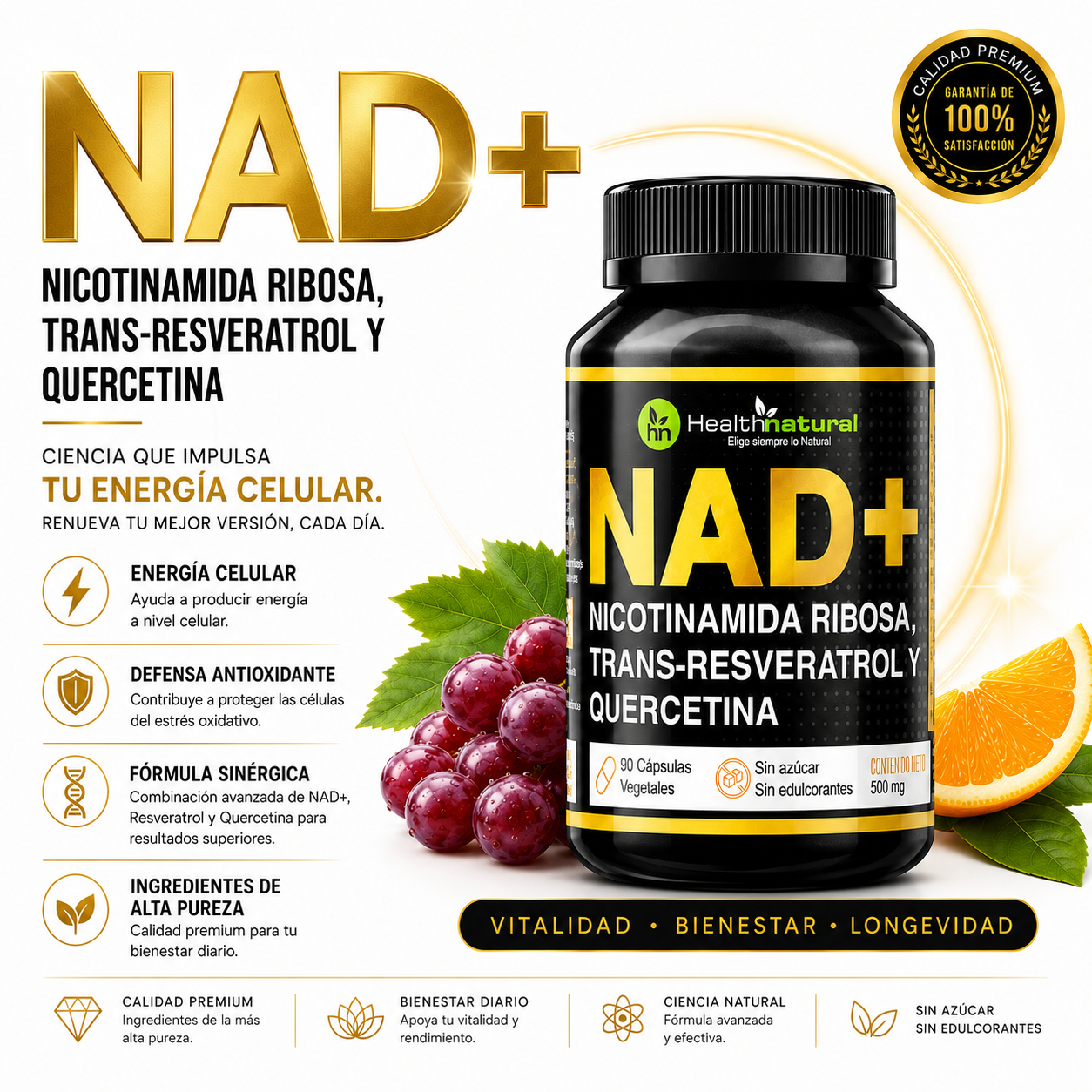 NAD+ HEALTHNATURAL 500MG - 1