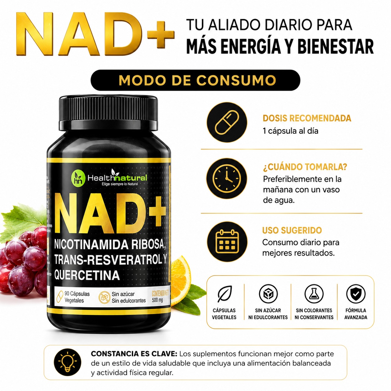 PACK 3 NAD+ HEALTHNATURAL 1500MG - 3