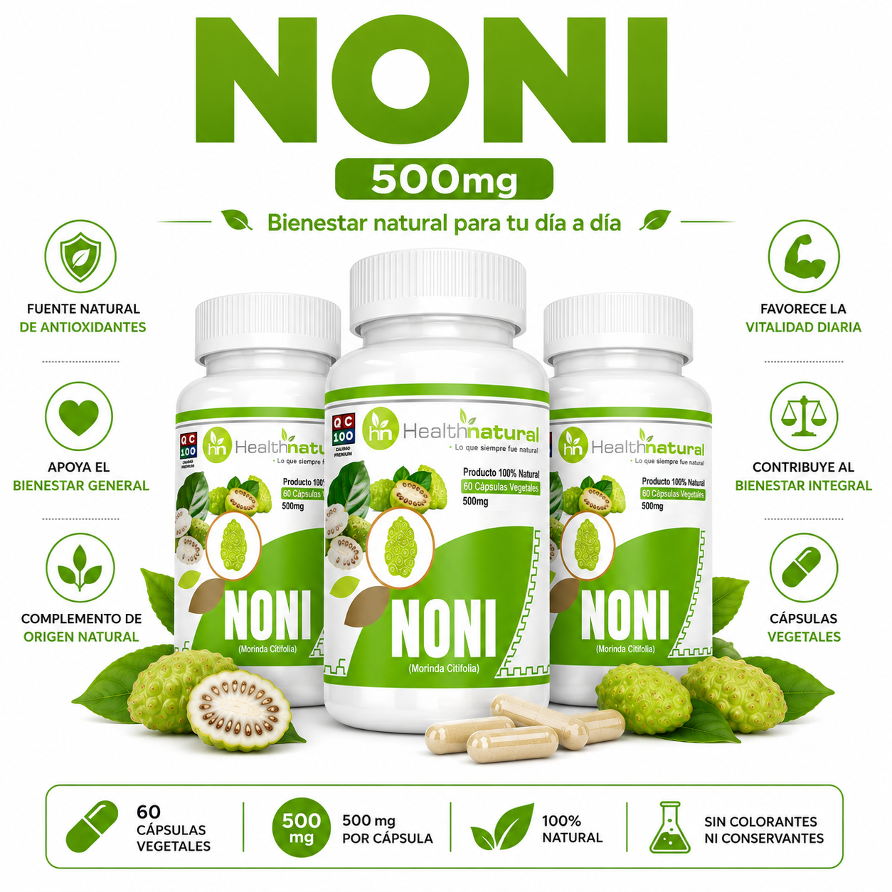 PACK 3 NONI HEALTHNATURAL 1500MG - 1