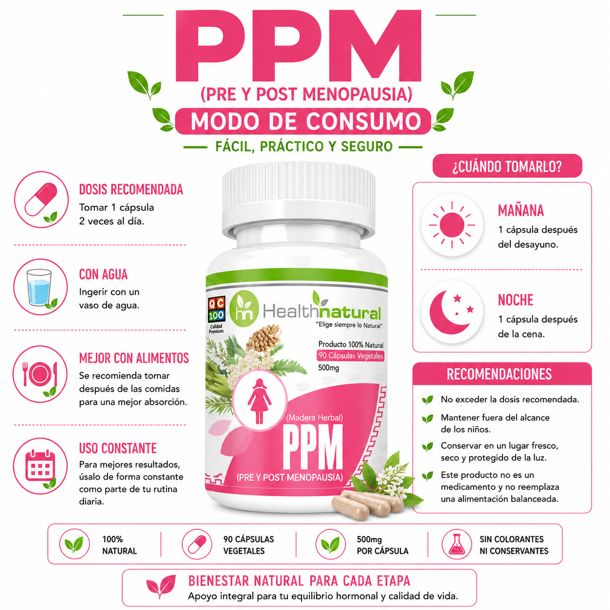 PACK 3 PPM(PRE Y POST MENOPAUSIA) HEALTHNATURAL 1500MG - 3