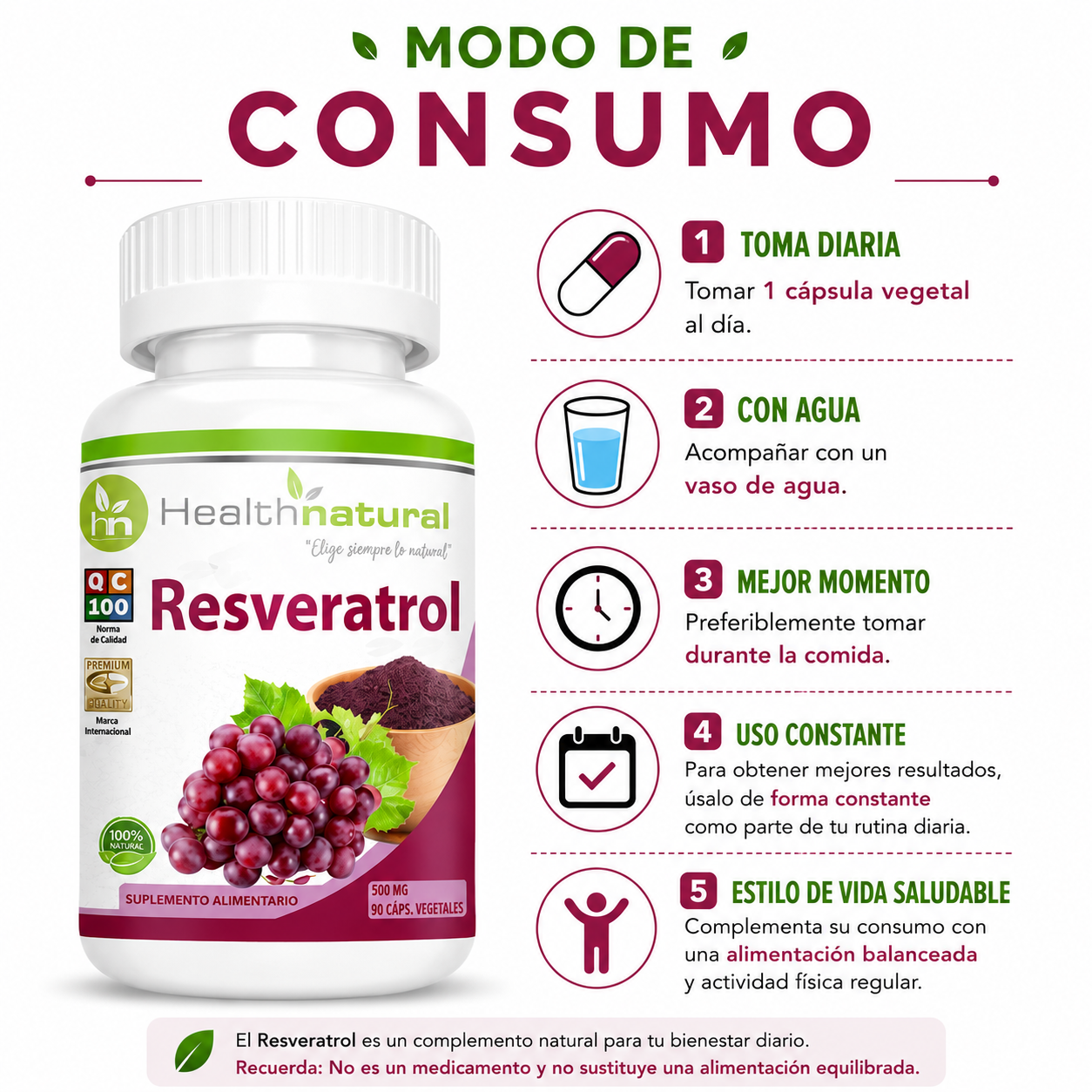 RESVERATROL HEALTHNATURAL 500MG - 3