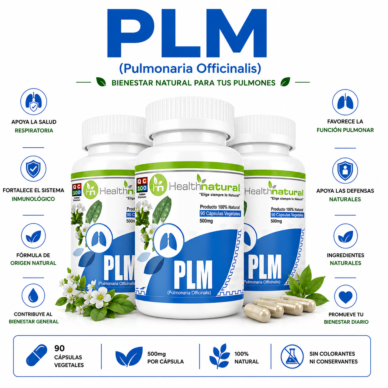 PACK 3 PLM(PULMONARIA) HEALTHNATURAL 1500MG - 1