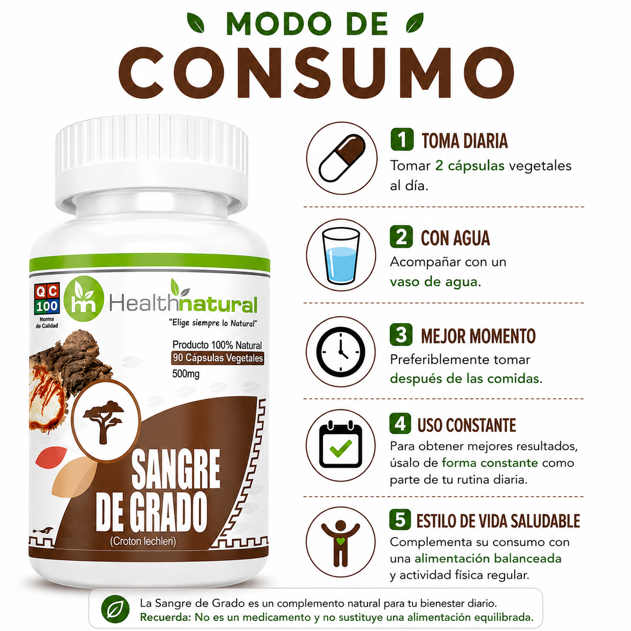 PACK 2 SANGRE DE GRADO HEALTHNATURAL 1000MG - 3