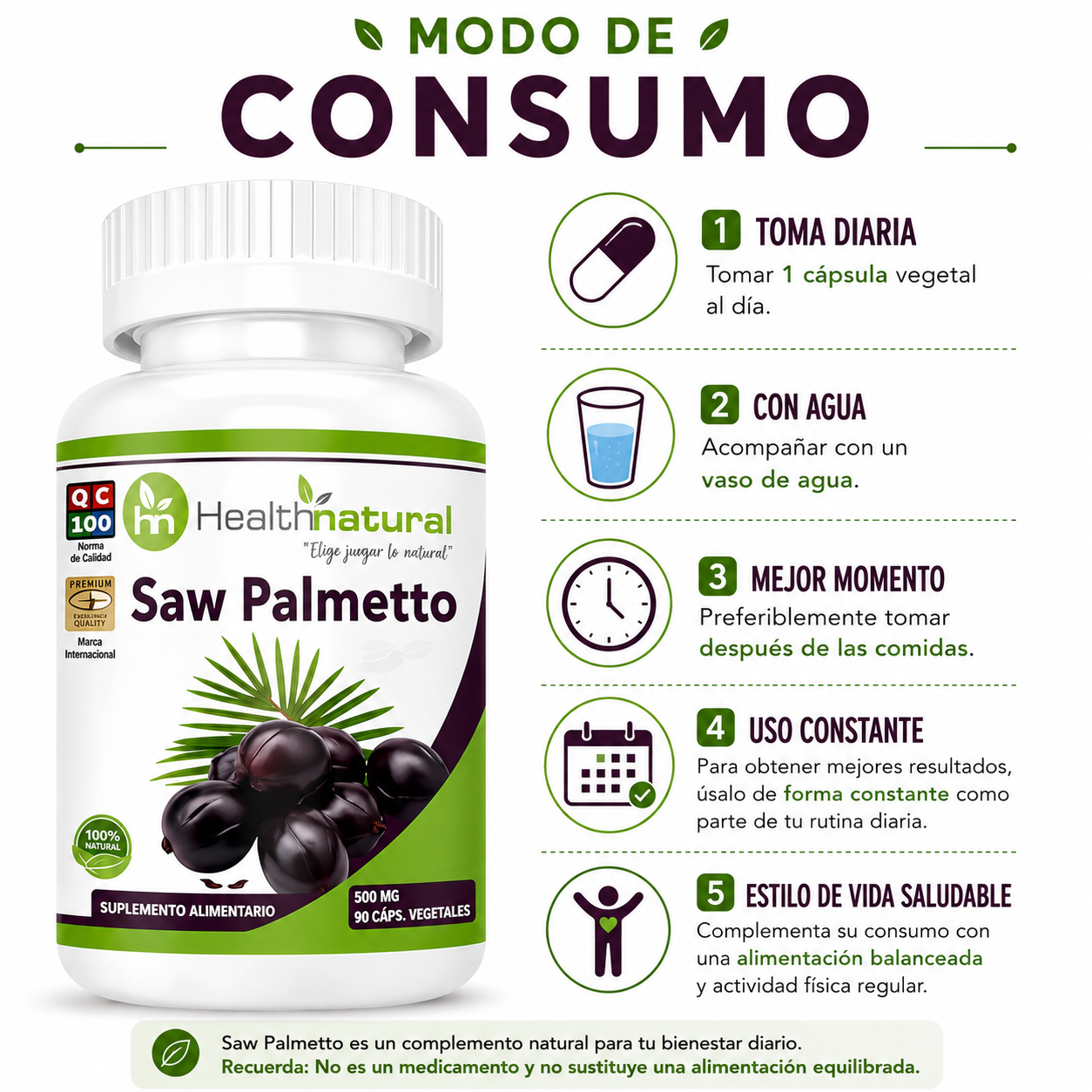 SAW PALMETTO HEALTHNATURAL 500MG - 3