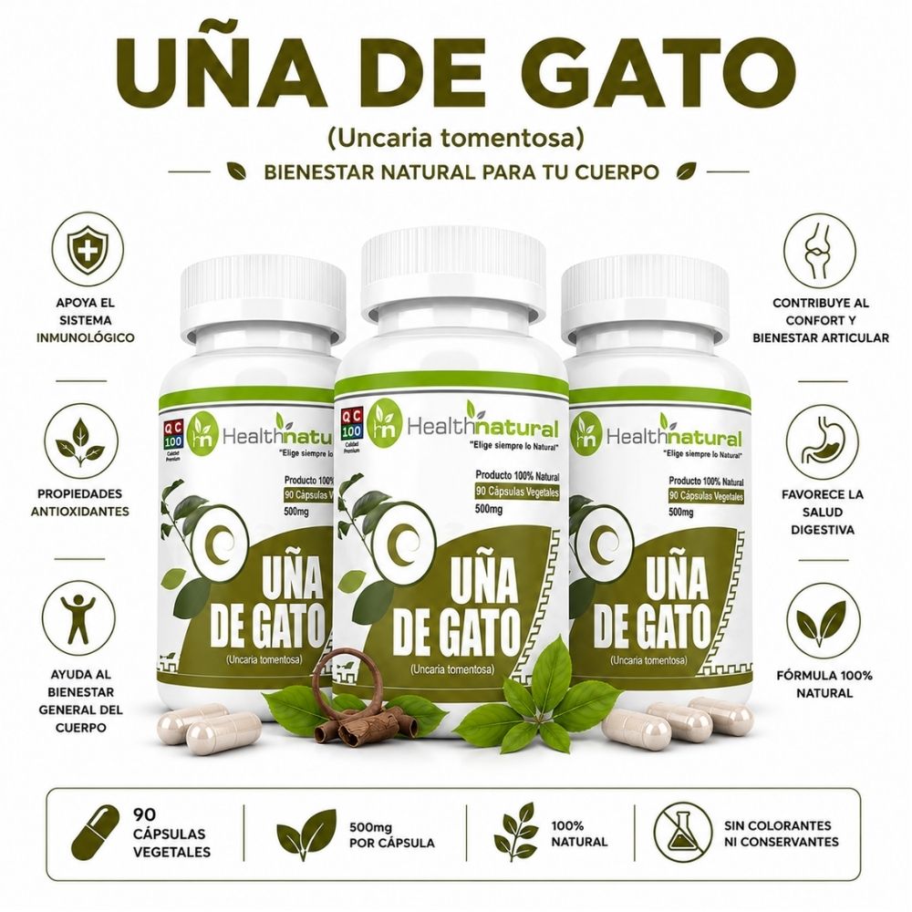 PACK 3 UÑA DE GATO HEALTHNATURAL 1500MG - 1
