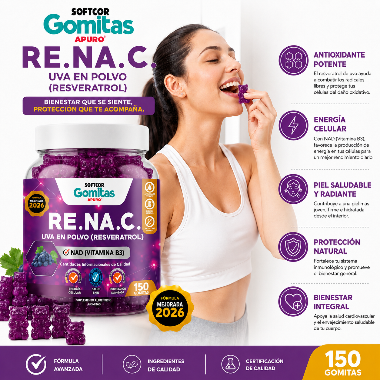 PACK 2 GOMITAS RESVERATROL PARA ADULTOS 300 GOMITAS SOTTCOR LABS - 2