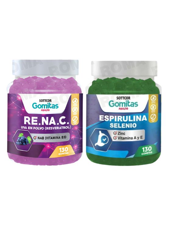 GOMITAS RESVERATROL 130UND + GOMITAS ESPIRULINA SELENIO 130UND - 1