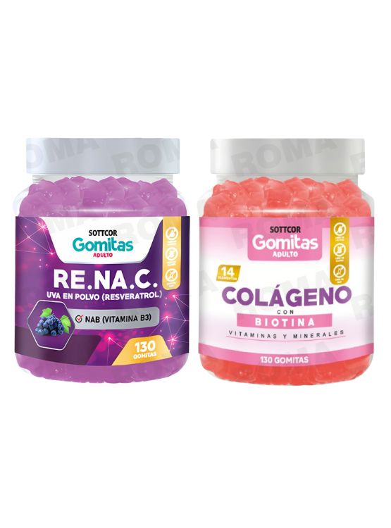 GOMITAS RESVERATROL 130UND + GOMITAS COLÁGENO CON BIOTINA 130UND - 1
