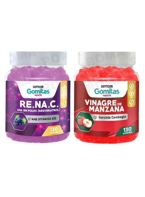 GOMITAS RESVERATROL 130UND + GOMITAS VINAGRE DE MANZANA 130UND - 1